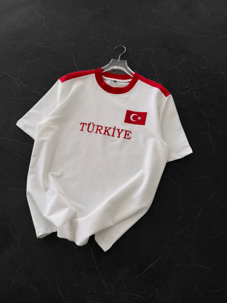 Türkiye Bisiklet Yaka Tshirt Beyaz