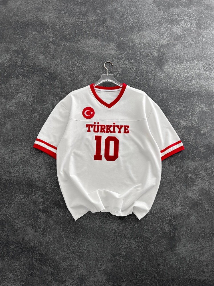 Türkiye V Yaka Tshirt Beyaz