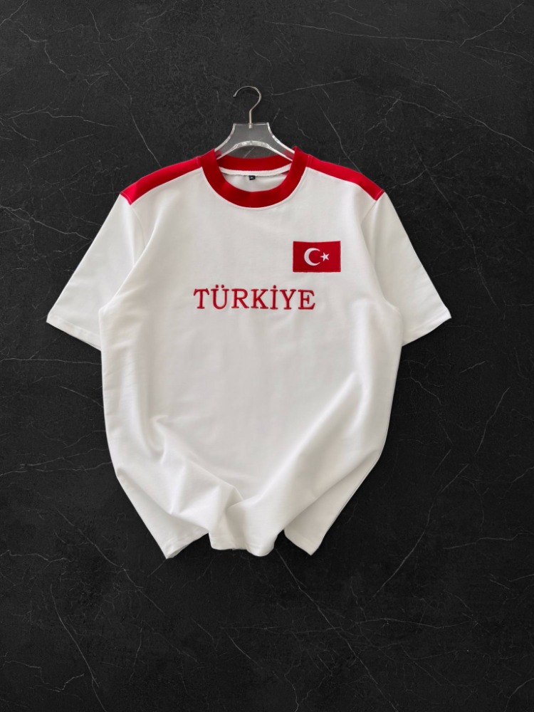Türkiye Bisiklet Yaka Tshirt Beyaz