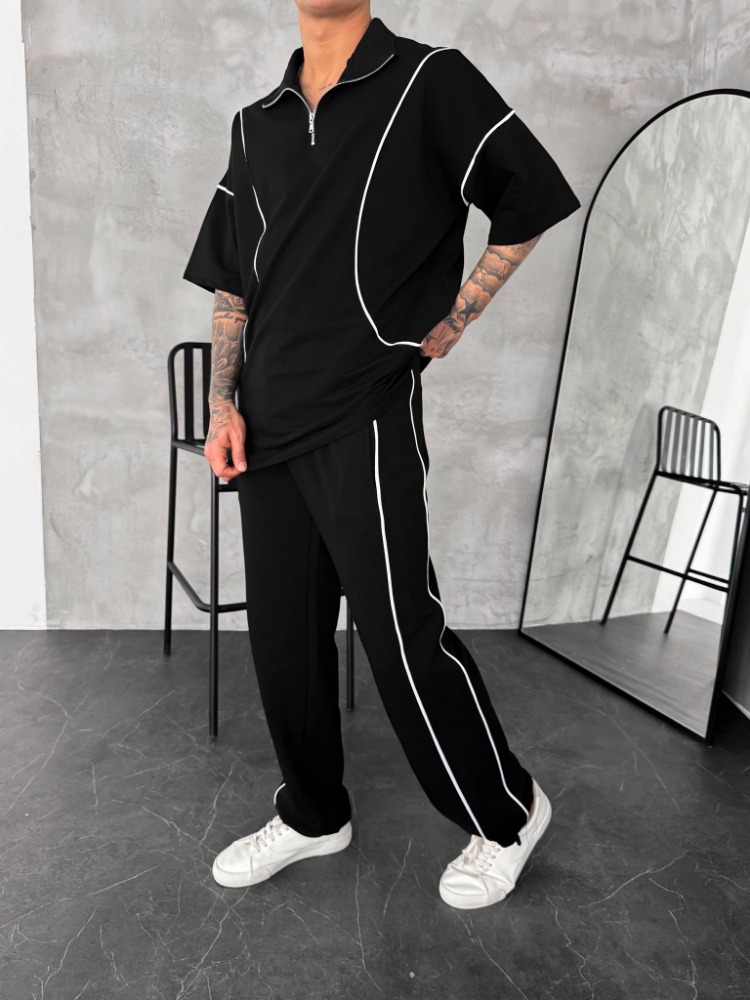 Biyeli Oversize Siyah Takım