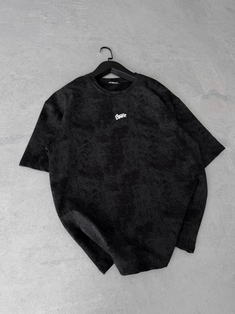 Bisiklet Yaka Oversize Yıkamalı Tshirt Siyah