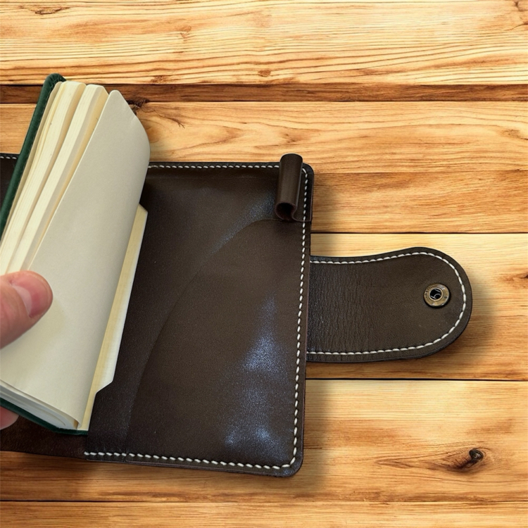 El yapımı deri defter kılıfı 9x14cm defter için