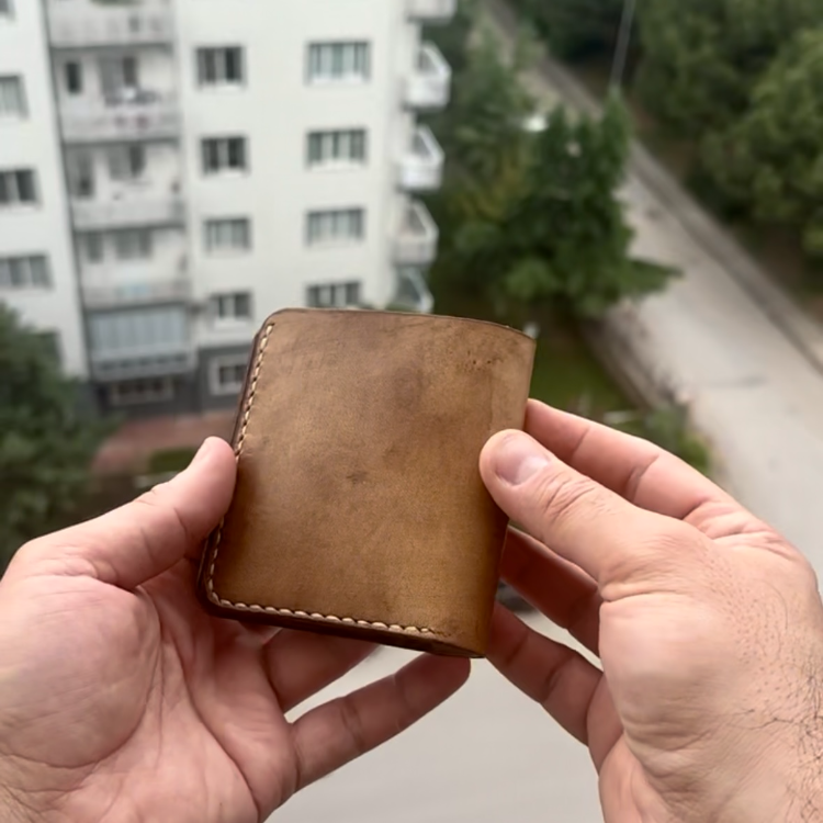 Helsinki Kaplan Desenli El Yapımı Deri Cüzdan 