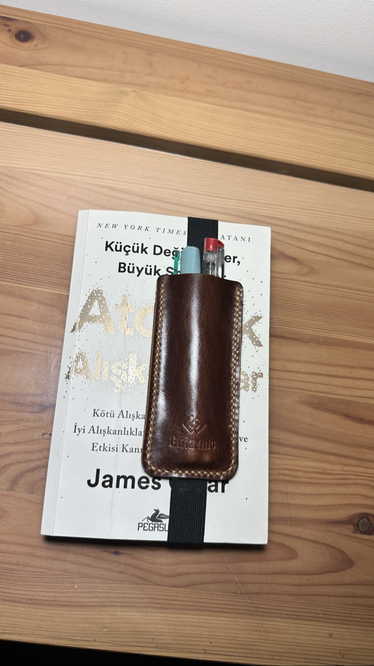 Lastikli Deri Kalem Kılıfı