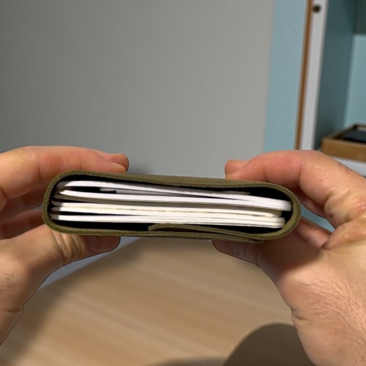 Deri Defter Kılıfı, A6 Boyut, 3 Lastikli, Minimalist Tasarım, Olive