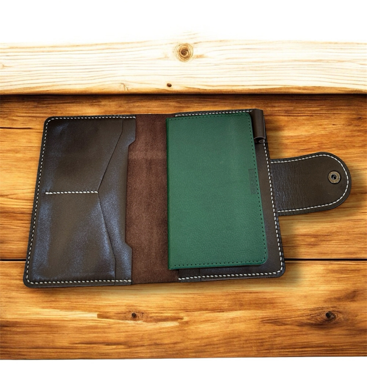 El yapımı deri defter kılıfı 9x14cm defter için