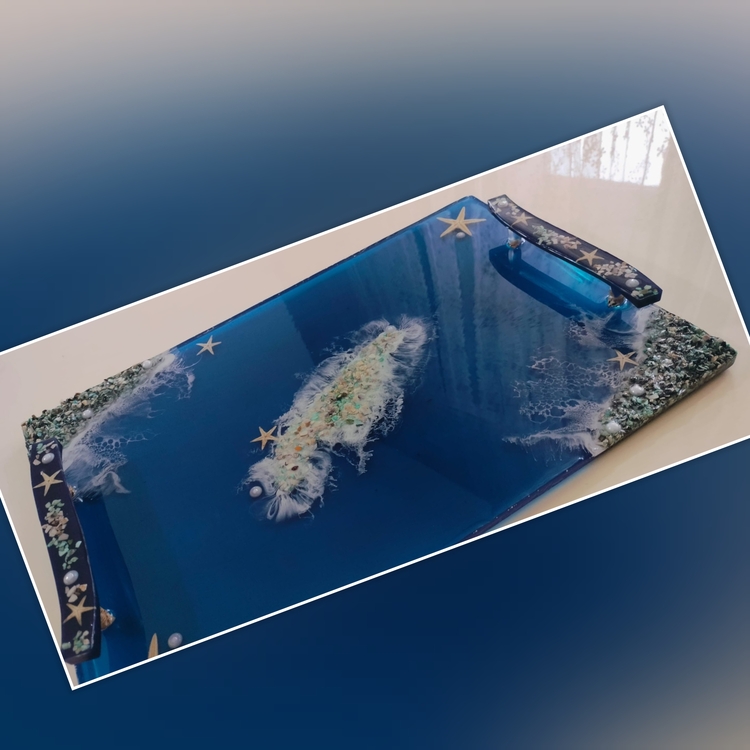 Deniz Temalı Epoksi Tepsi