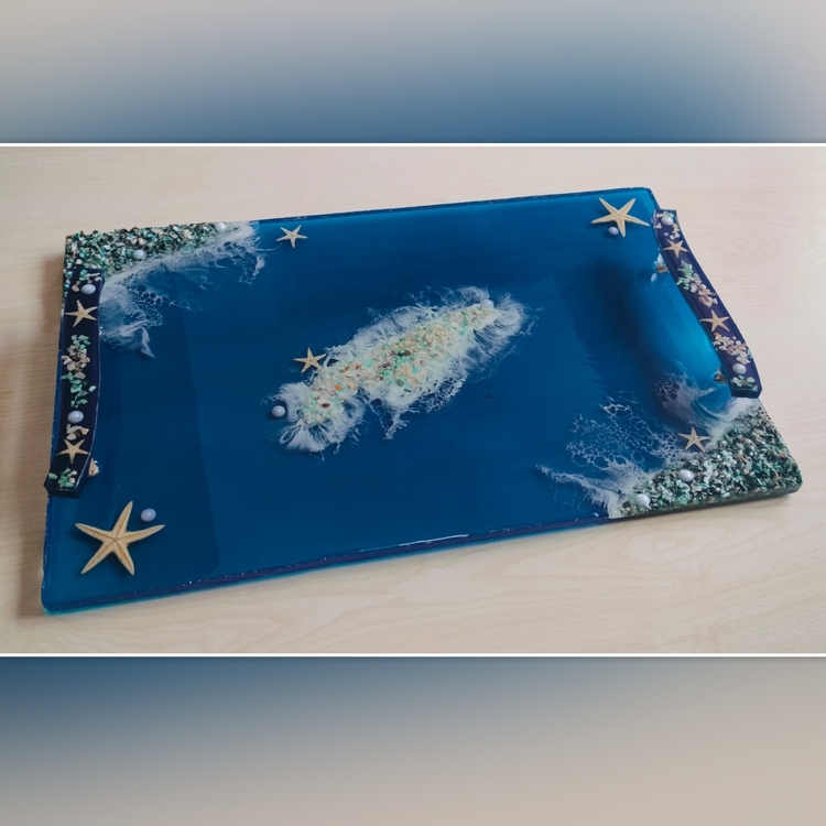 Deniz Temalı Epoksi Tepsi