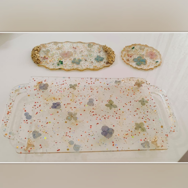 Epoksi Çiçekli Üçlü Set