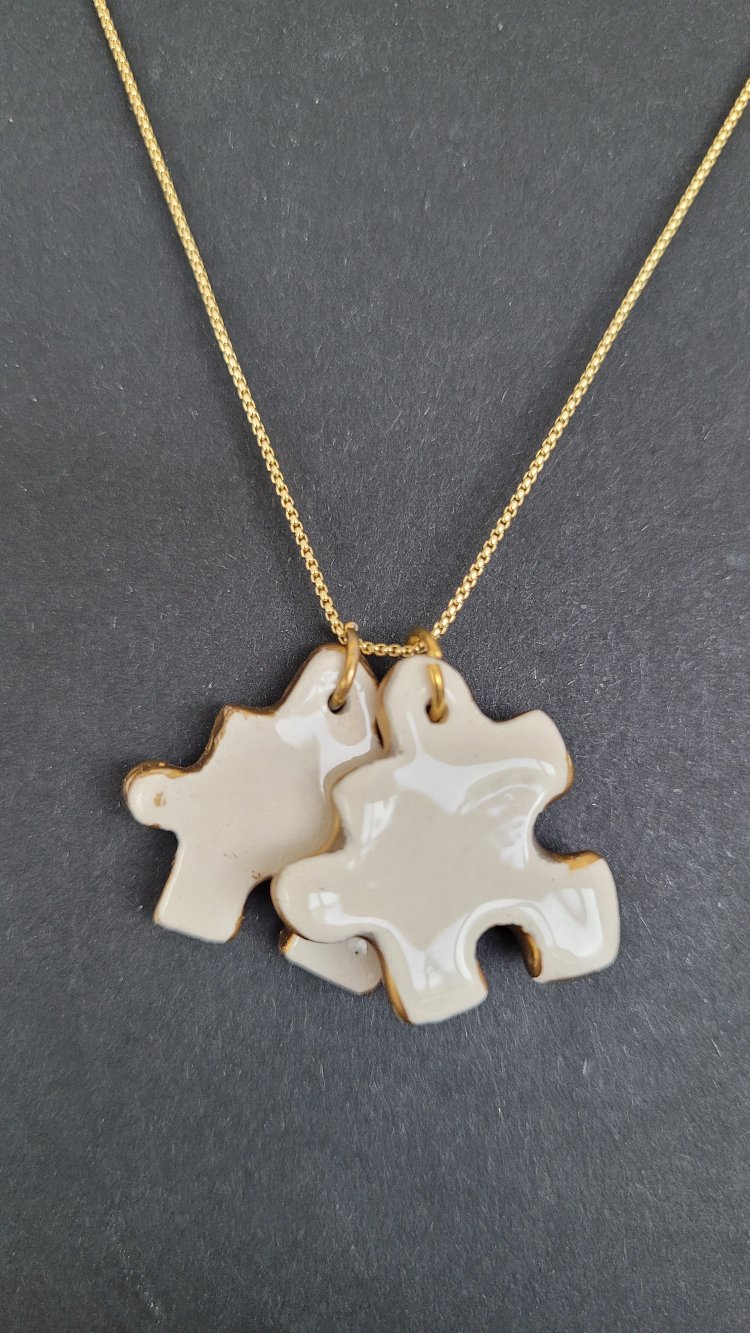 seramik puzzle kolye, xuping zincir ile