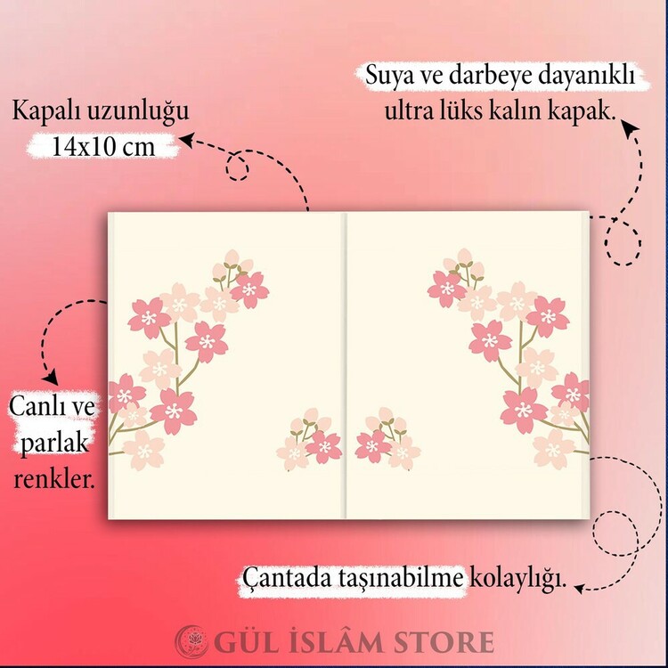 Pembe Çiçekli İki Kapaklı Notluk