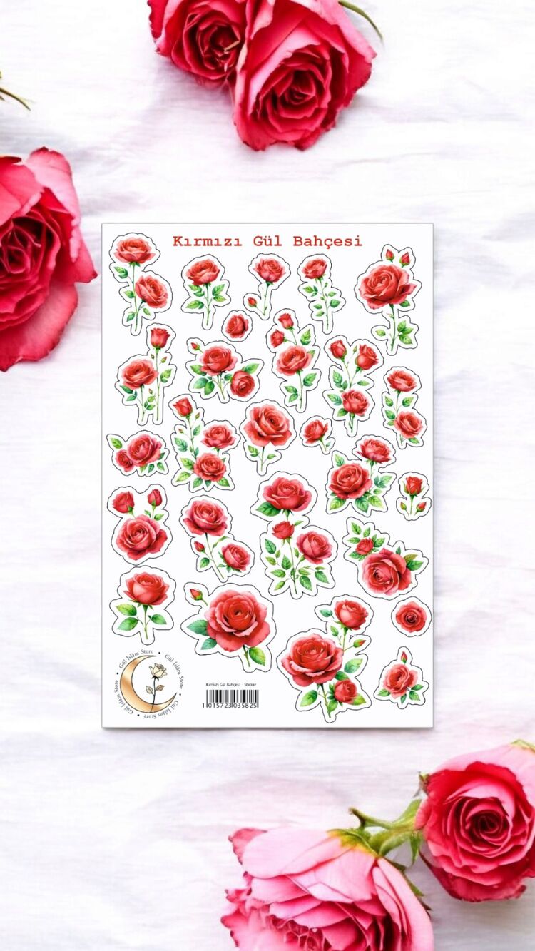 Kırmızı Gül Bahçesi - Sticker 