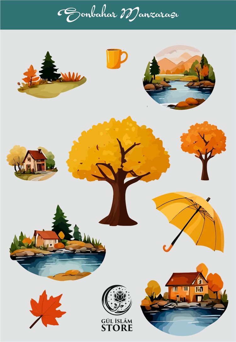 Sonbahar Manzarası - Sticker -