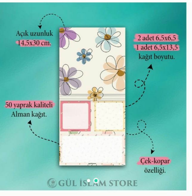 Renkli Çiçekli Kapaklı Notluk