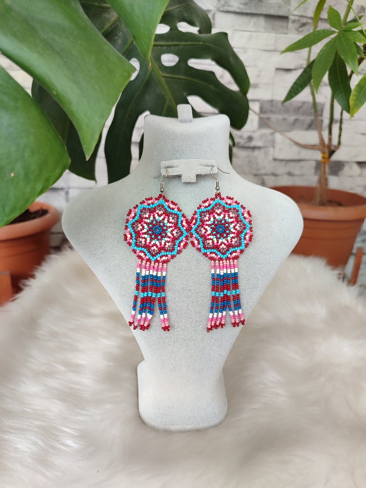 PEMBE MANDALA KUM BONCUK KÜPE