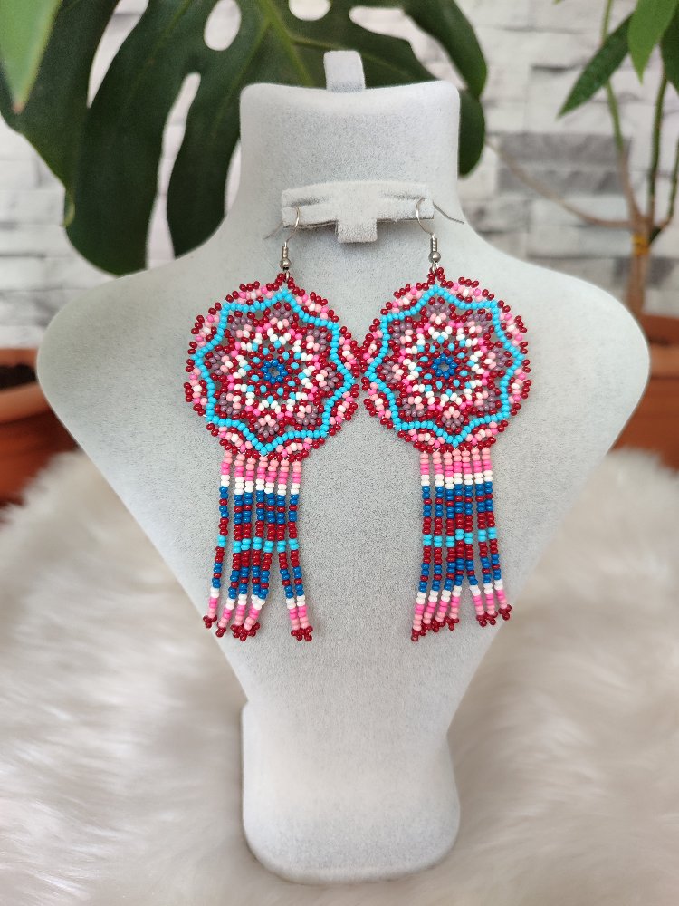 PEMBE MANDALA KUM BONCUK KÜPE