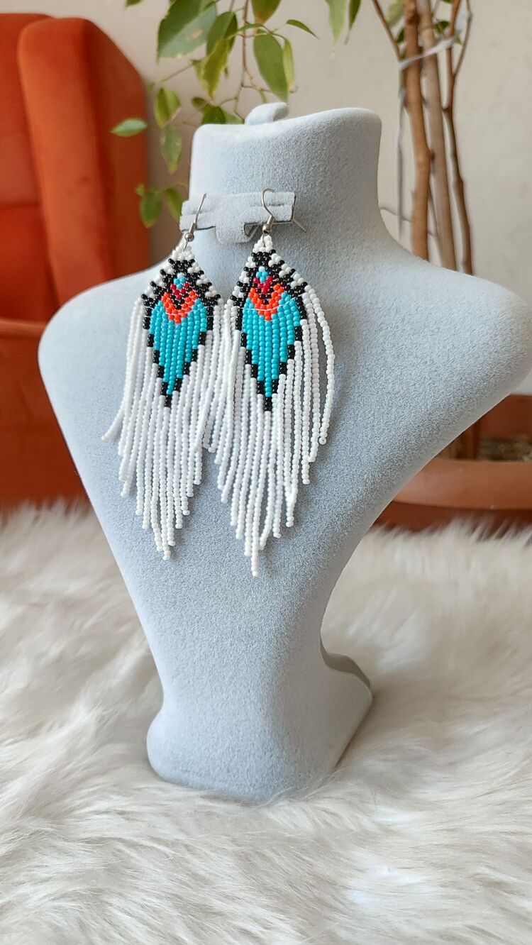 ETNİK DESEN KUM BONCUK KÜPE,