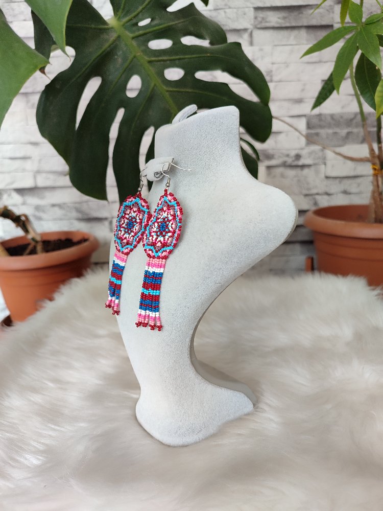 PEMBE MANDALA KUM BONCUK KÜPE