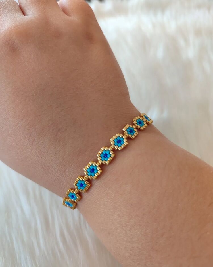 GOLD NAZAR BONCUKLU MİYUKİ BİLEKLİK 
