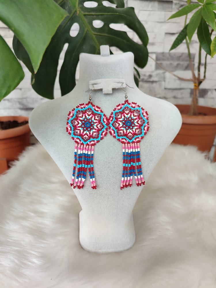 PEMBE MANDALA KUM BONCUK KÜPE