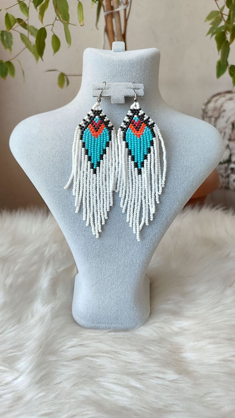 ETNİK DESEN KUM BONCUK KÜPE,