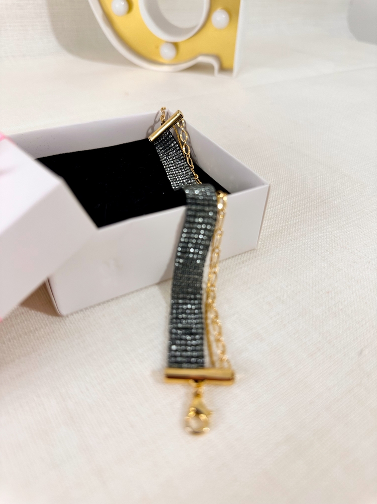 Black glitter bileklik