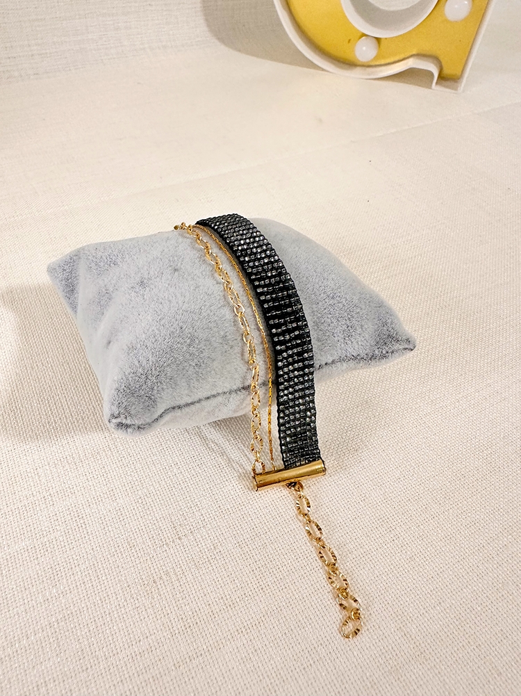 Black glitter bileklik