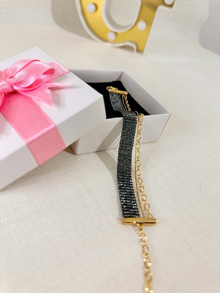 Black glitter bileklik