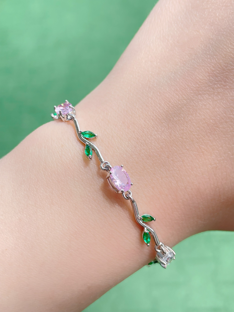 Silver Tulip Bileklik Pembe&Yeşil