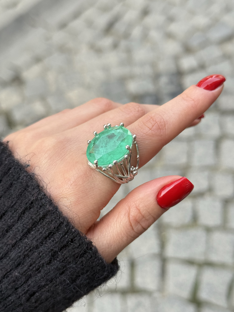 Paraiba Taş 925 Ayar Gümüş Yüzük