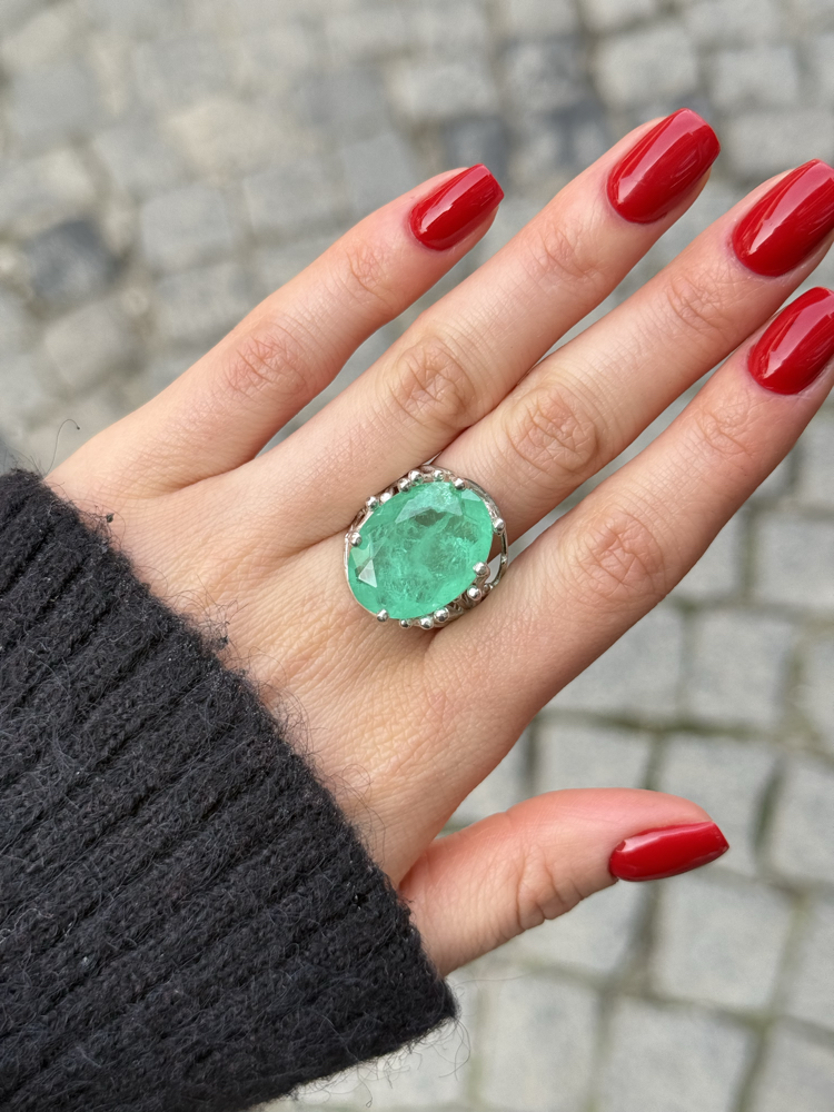 Paraiba Taş 925 Ayar Gümüş Yüzük