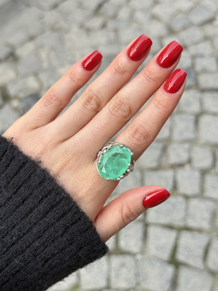 Paraiba Taş 925 Ayar Gümüş Yüzük