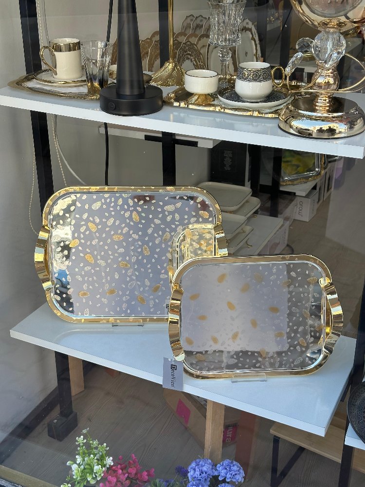 premium serisi gümüş Gold tepsi