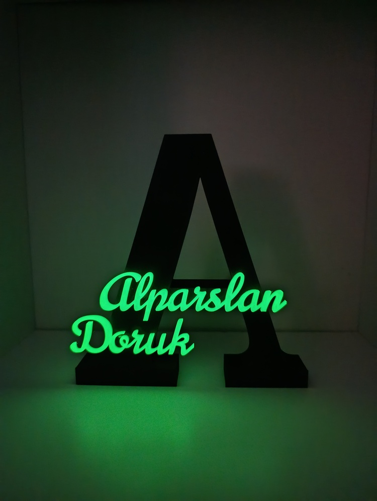 İsme Özel Fosforlu 3D Harf Dekor