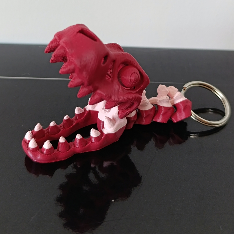 Flexi T-Rex Kafatası Anahtarlık – Hareketli 3D Baskı