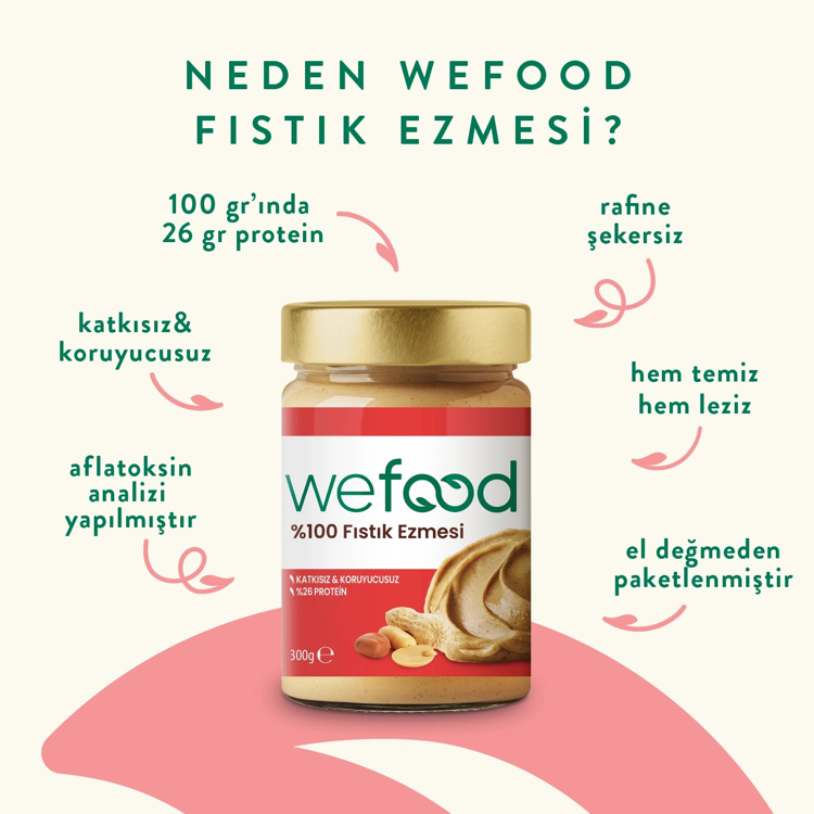 Wefood Şekersiz Fıstık Ezmesi 300 gr