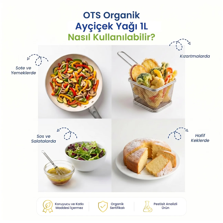 Ots Organik Ayçiçek Yağı 1 L 