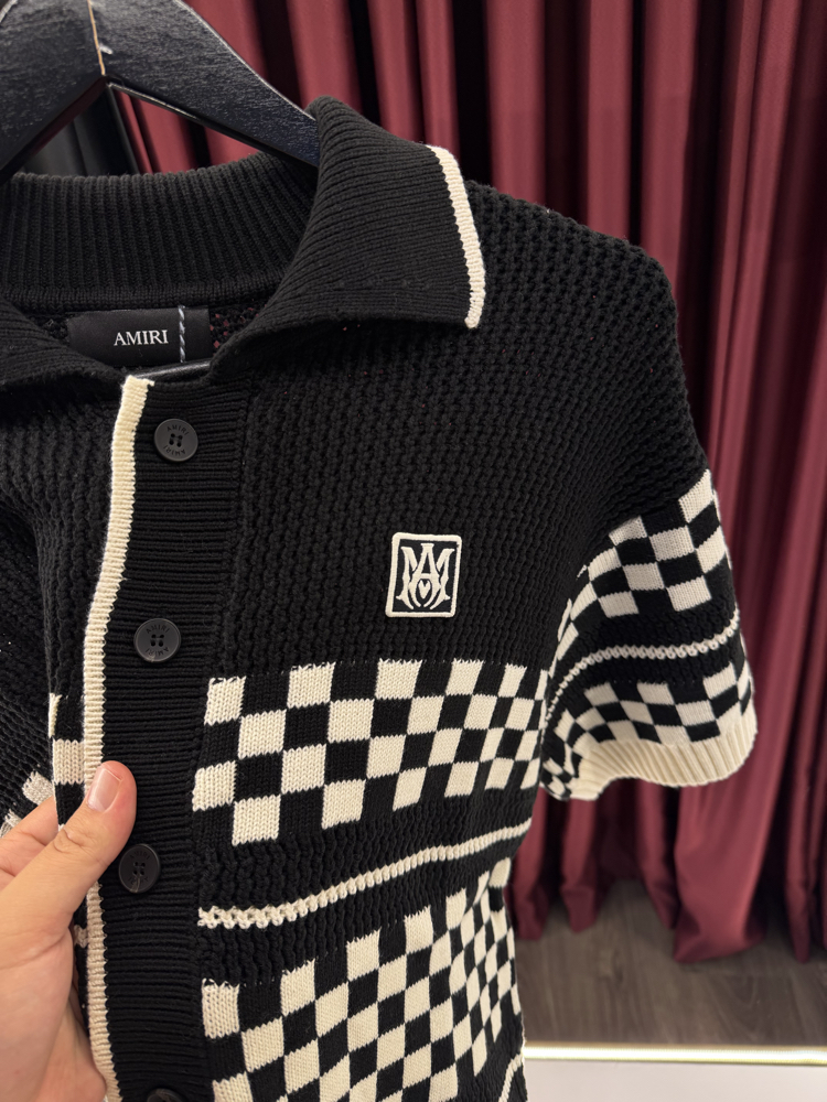 Amiri Checkered Crochet Mesh