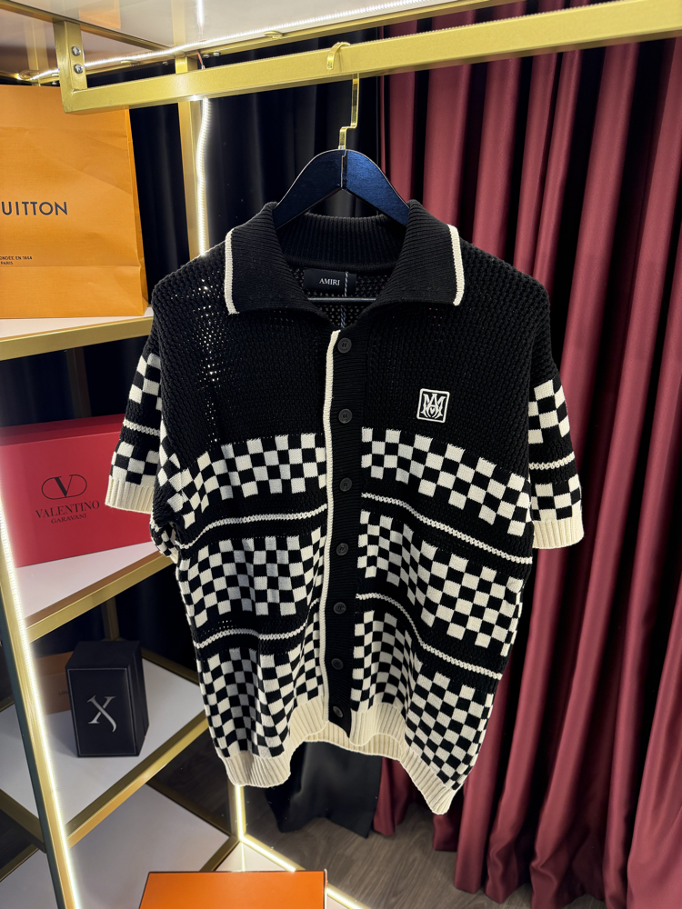 Amiri Checkered Crochet Mesh