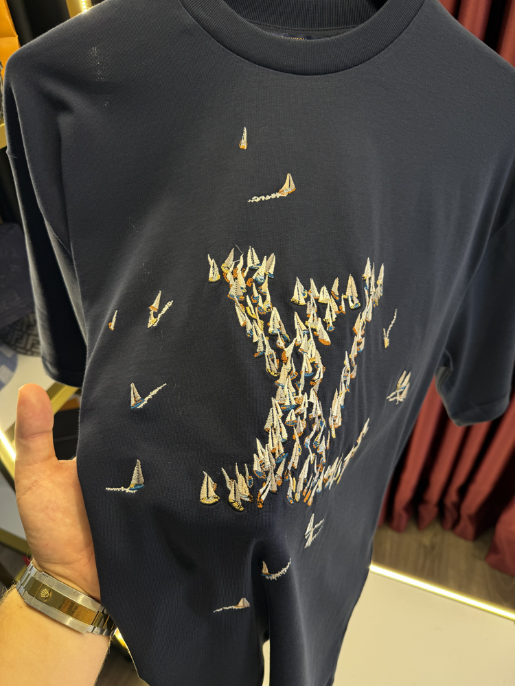 LV Embroidered Cotton T-Shirt