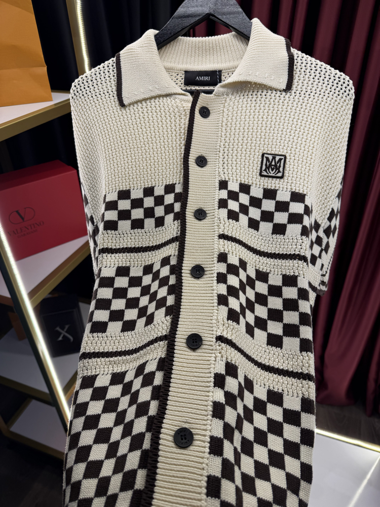 Amiri Checkered Crochet Mesh