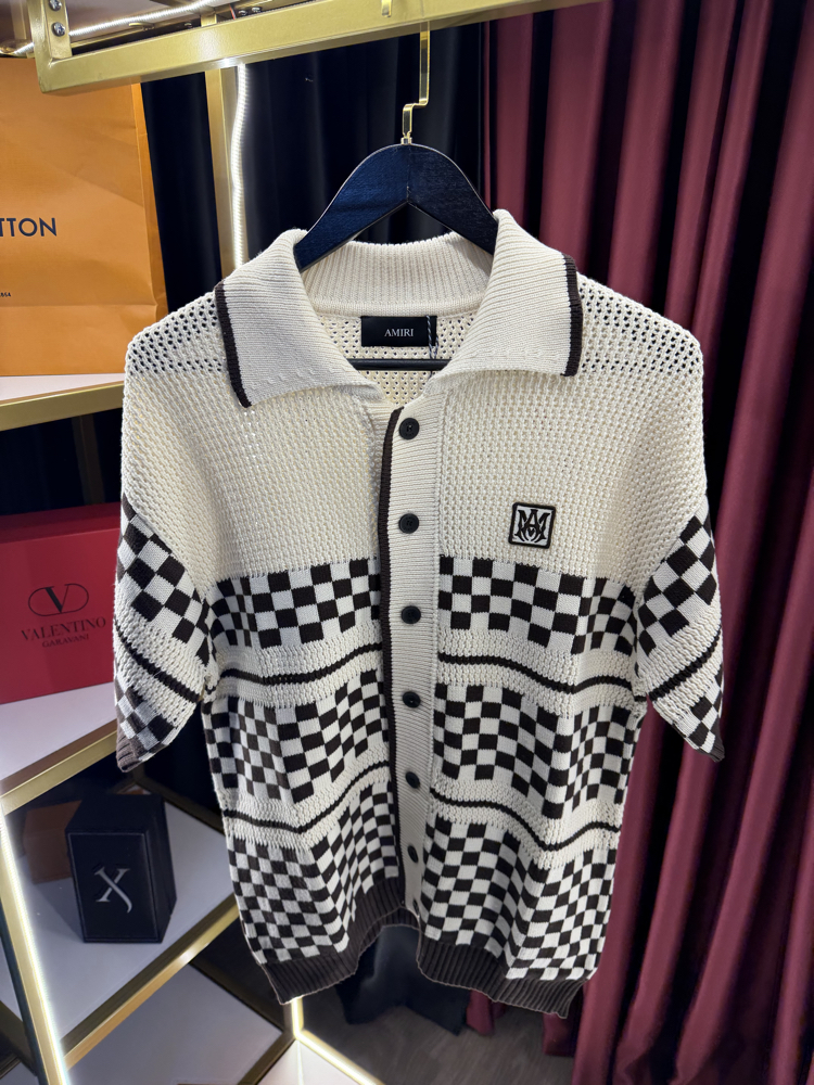Amiri Checkered Crochet Mesh