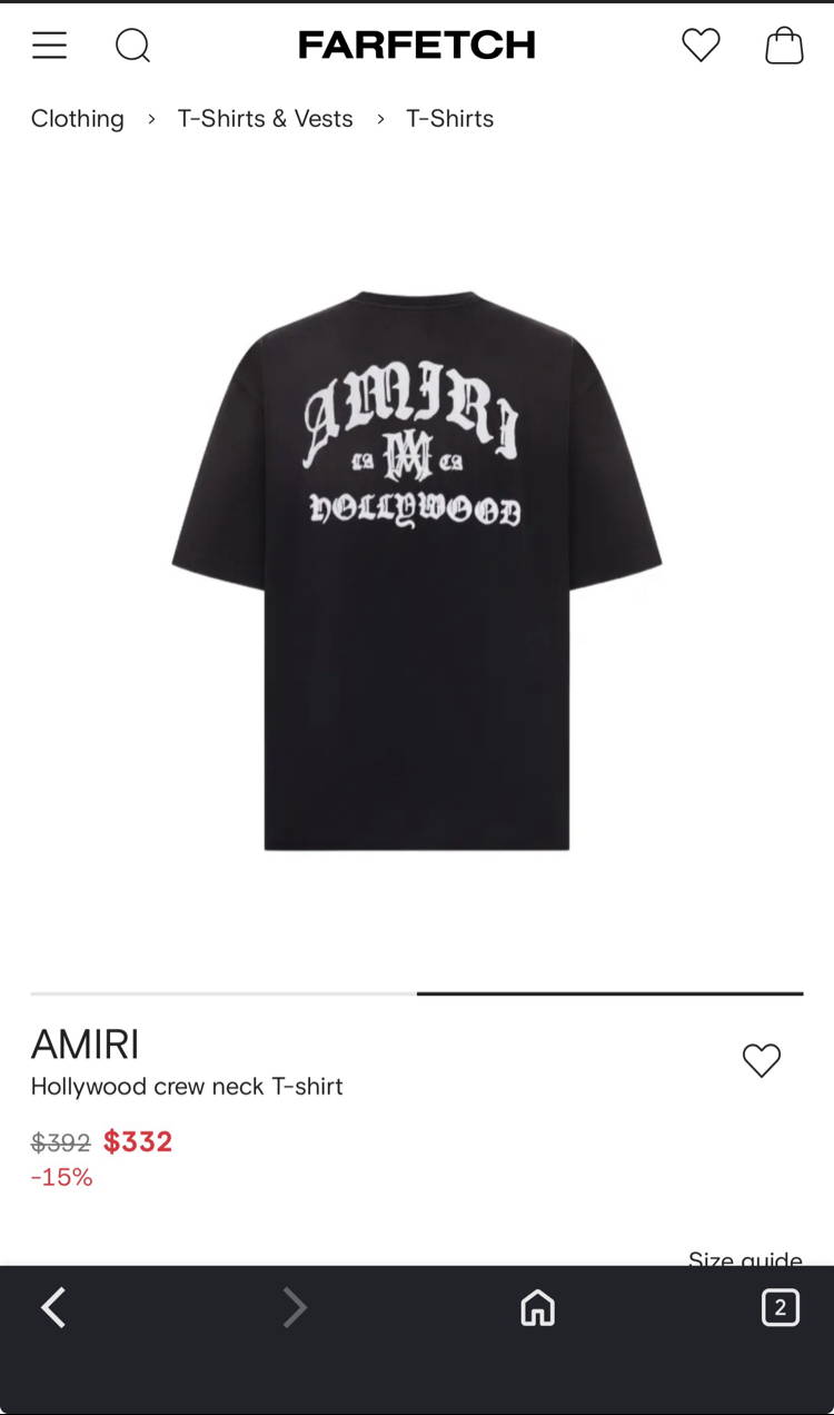 Amiri Hollywood Cotton Tshirt