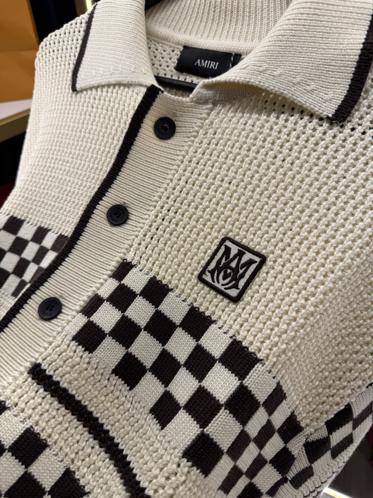 Amiri Checkered Crochet Mesh