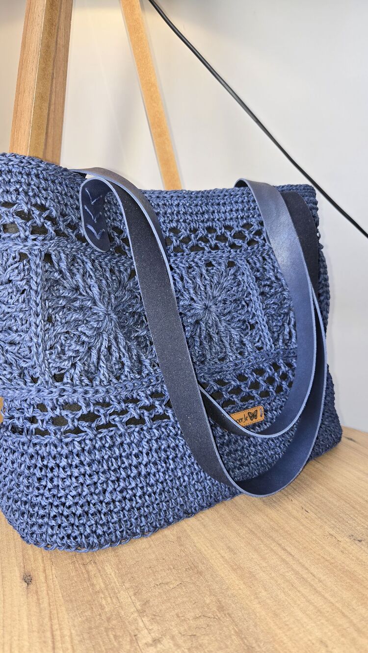 mozaik motif tasarım çanta (lacivert, çıtçıtlı)