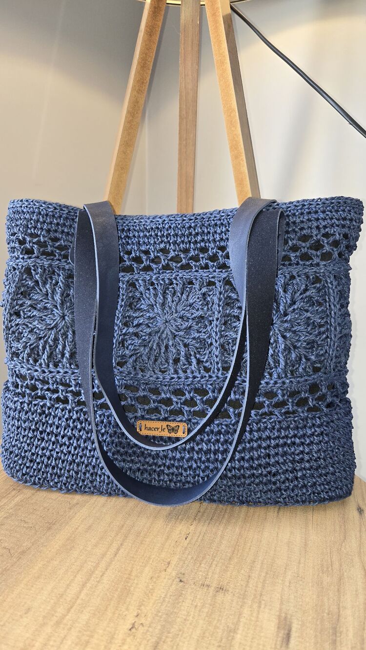 mozaik motif tasarım çanta (lacivert, çıtçıtlı)