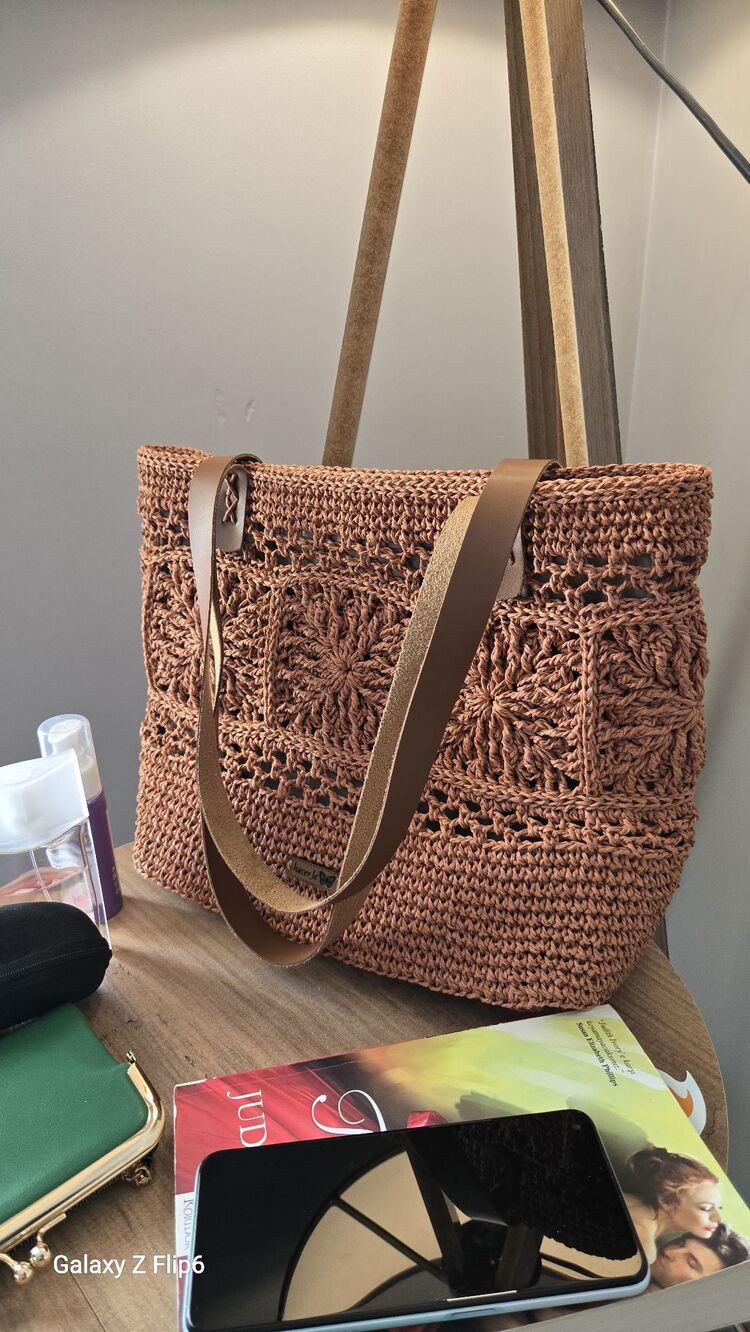 mozaik motif tasarım çanta (Bakır,çıtçıtlı)