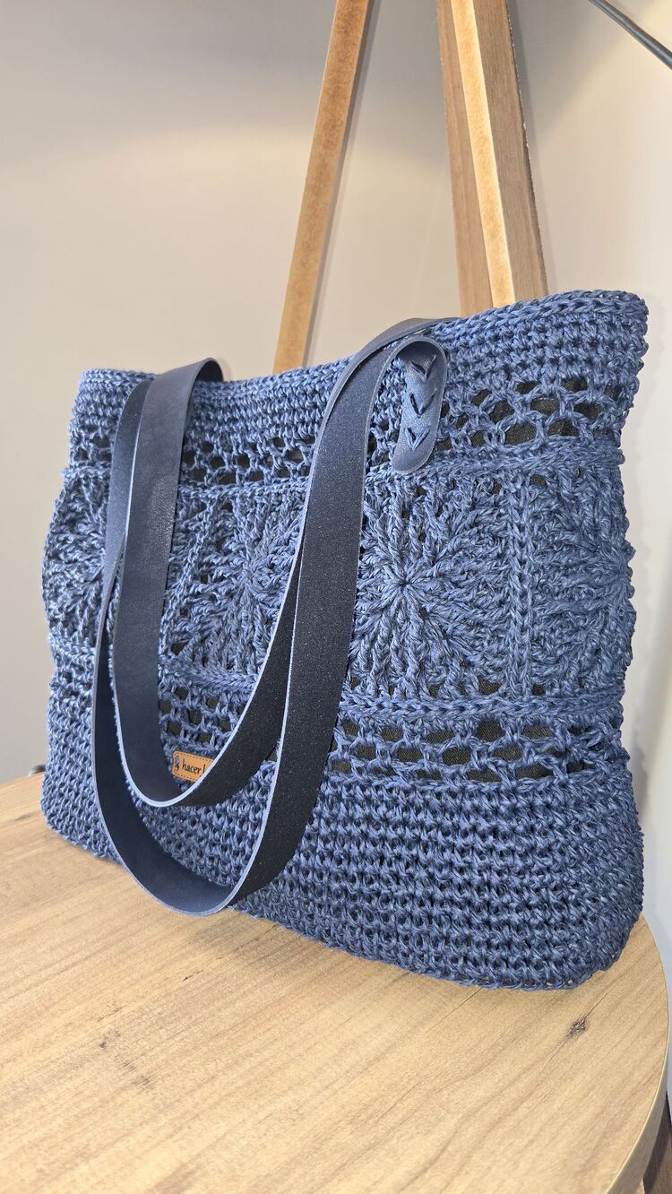 mozaik motif tasarım çanta (lacivert, çıtçıtlı)