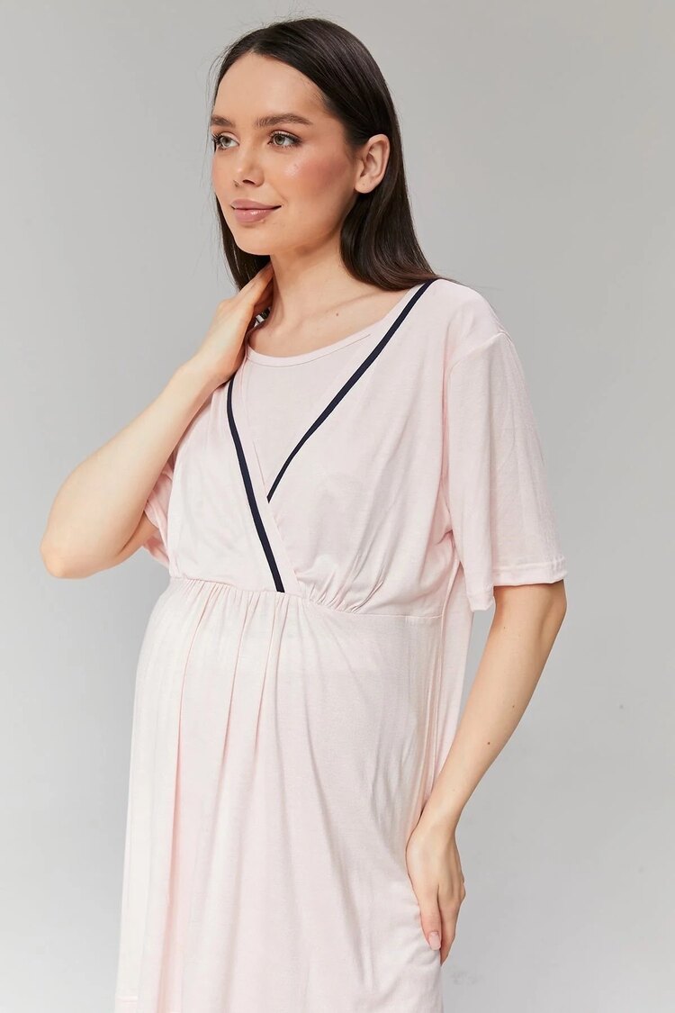 Pembe Biyeli Sabahlıklı Lohusa Pijama Takımı