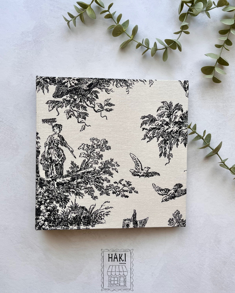 Aheste (Siyah Renk) | El Yapımı Fotoğraf Albümü - 21x21 cm | Anı Defteri 